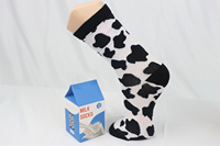 Chaussettes promotionnelles amusantes style lait et vache, 200N, coton peigné de haute qualité, chaussettes colorées personnalisées, jacquard et emballage sur mesure