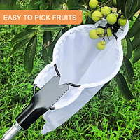Outil de cueillette de fruits avec panier de récolte, crochet pour branches et sac élastique avec attrape-fruits
