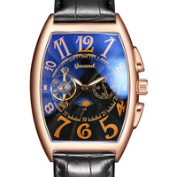 Montre squelette automatique de luxe pour homme GUCAMEL G065, design tonneau lumineux, tourbillon, réserve de marche en cristal