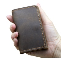 Couche supérieure du fabricant 1070 étui en cuir accordéon pour hommes bouton porte-carte en cuir de vachette pour banque de crédit porte-monnaie conducteur