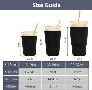 Funda Reutilizable de Neopreno para Café Helado, Funda Aislante para Bebidas Frías, Juego de 3 Piezas con 3 Tamaños - Product Image 2