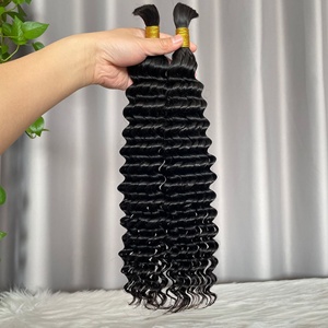 Cabello Humano Virgen Sin Procesar de 100g para Trenzas Boho, Cabello Humano Ondulado Profundo para Trenzas, Paquetes de Cabello Humano para Trenzas, Ondulado y Húmedo - Product Image 4