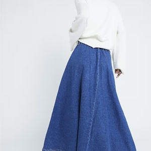 Falda Midi de Mezclilla con Cintura Alta y Pliegues, Estilo Retro Vintage para Mujer, Transpirable, para Otoño e Invierno - Product Image 4