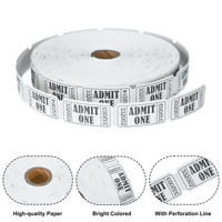 Rouleaux de billets de tombola numérotés séquentiellement 1x2 pouces, blancs perforés, pour événements (Admit One), 2000 pièces/rouleau, pour carnaval et collectes de fonds
