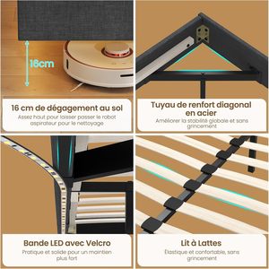 Минималистский современный деревянный каркас для кровати со светодиодными лампами плавающий постельное белье с быстрой сборкой - Product Image 5