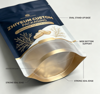 Pochette refermable personnalisée en PE, anti-odeur, recyclable, pour emballage alimentaire (salades, chips, sushis, lait, produits de boulangerie)