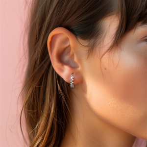 Pendientes de Plata de Ley S925 con Circonitas Microincrustadas Redondas, Diseño Trenzado, Clásicos y de Moda, Superventas - Product Image 3