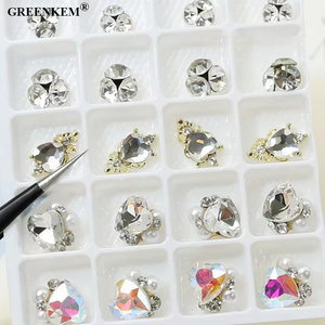 20 grilles forme mixte Zircon ongles strass 3D luxe pile diamant amour papillon Nail Art décorations ongles breloques - Product Image 4