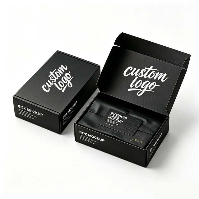 Luxury Matte Black Custom Logo Cardboard Corrugated Shipping Mailer Box for E-commerce Packaging