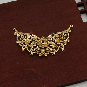 Pendentif Double Bonheur creux plaqué cuivre, or et argent pour coiffure de mariage Hanfu, accessoires de coiffure de mariée - Product Image 3