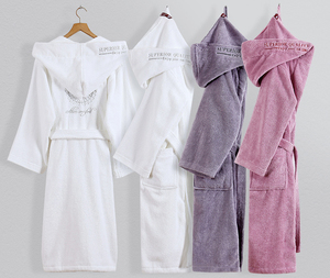 Four Seasons <strong>Men</strong> Women 100% Cotton Terry Cloth Hooded Bathrobe Embroidered Hotel Logo Bath <strong>Robe</strong> for Spa Bathroom - Product Image 2