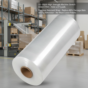 Film étirable LLDPE haute brillance 15-50m, rouleaux d'emballage à haute résistance pour palettes - Product Image 1