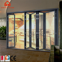Puerta Corredera de Vidrio Doble con Rotura de Puente Térmico y Aislamiento Térmico, Puerta Plegable de Aluminio para Patio