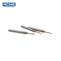 Fraise à micro-embout en carbure de tungstène HRC60, diamètre mini 1,5 mm, pour métal, 2 dents, rayon d'angle, L1=12