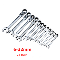Clé à cliquet à tête flexible 6-32mm clé mixte un ensemble de clés clé à anneau d'engrenage outils à poignée à cliquet Chrome Vanadium