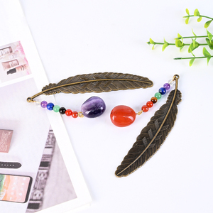 Natural Bookmark Rough Crystal Chip Pendant 7 Chakra Beads Healing Stone <b>Book</b> Mark for Reading <b>Book</b> <b>Gift</b> - Product Image 6