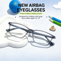 Montures de lunettes en silicone TR90 pour enfants et adolescents, résistantes aux chocs, anti-collision, non-ruptibles, non-étranglantes, avec lentilles airbag 7129