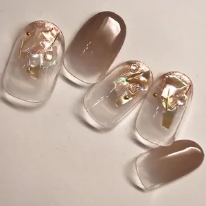 製造韓国卸売3Dネイルアートプレデザイン花嫁偽の爪のヒントバック接着剤プレスオンネイルチップ人工指の爪