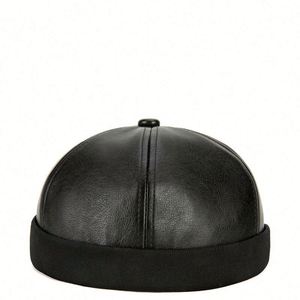 Primavera Verano hombres mujeres Hip Hop Casual Skullcap cálido Beanie sombrero Yupi moda Retro moda Pu chino propietario sombrero - Product Image 1