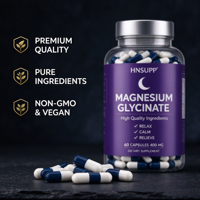 Pasokan Pabrik Kapsul Magnesium Glycinate 400 Mg 60 Kapsul Relaksasi Menenangkan Menghilangkan Stres Mendukung Tidur OEM ODM Grosir