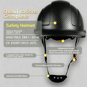 Casque de sécurité pour chantier, motif en fibre de carbone, antichoc, protection CE ANSI - Product Image 5