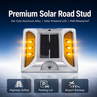 Borne de signalisation routière solaire LED en alliage d'aluminium avec logo personnalisé, haute intensité, réflecteur prismatique, indice de protection IP68 pour la sécurité routière
