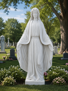 Estatua tradicional de Jesús de granito tamaño real, escultura de mármol blanco con 2 años de garantía para cementerio - Product Image 1