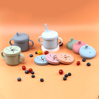 Gobelet d'apprentissage sans BPA pour tout-petits, gobelet à bec 3 en 1 en silicone avec double poignée pour bébé de 6 mois et plus, motif personnalisé