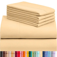 Ensemble de draps en microfibre tissée en polyester taille double, lisse, sans plis, écologique, 6 pièces, comprenant un drap plat et des taies d'oreiller