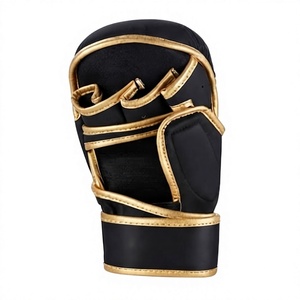 Guantes de Artes Marciales Negros de PU con Cierre de Cordones en la Muñeca, Guantes de Combate para Adultos con Dedos Completos - Product Image 1