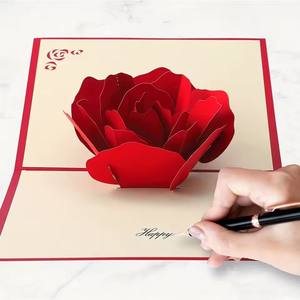 Tarjeta feliz de cumpleaños Rosa emergente en 3D con sobre, adecuada para aniversarios, día de la madre, bodas y San Valentín - Product Image 3