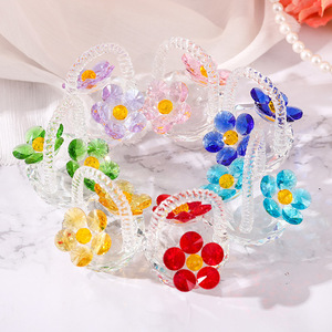 Crystal Glass Flower <b>Basket</b> Ornament Cut Glass Figurine Home Decoration Gift - Product Image 2
