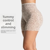 TE-VE0 Nouveau Short de Yoga Respirant Anti-Plis Imprimé Léopard pour Femme, Taille Haute Effet Pêche et Rehaussement des Hanches, Vêtement de Sport Extérieur