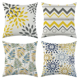 Modern Geometric Leaf Pattern Linen <b>Pillowcase</b> <b>Square</b> 45x45cm Breathable Living Room Cushion Cover - Product Image 1