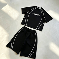 Ensemble de survêtement deux pièces surdimensionné personnalisé pour homme – T-shirt et short rayés en coton, style décontracté et streetwear