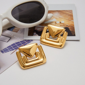 <b>Stud</b> <b>Earrings</b> Geometric U Shape 18K Gold Stainless Steel Fashion Jewelry - Product Image 4