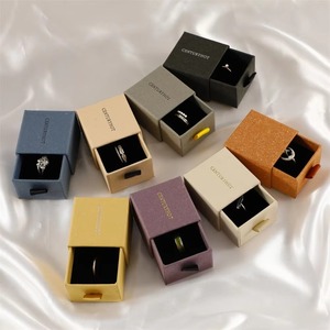 Custom Logo Black Sliding Drawer Jewelry Packaging Box Paper Cardboard <b>Ring</b> Gift Box Wholesale 5.5x5.5x4cm - Product Image 5