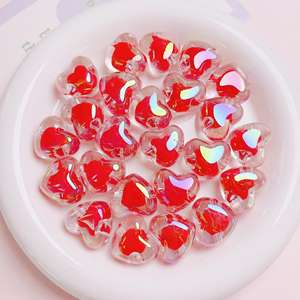 Cuentas acrílicas en forma de corazón recubiertas de UV de alta calidad para cadenas de teléfonos móviles DIY accesorios de joyería Material hecho a mano - Product Image 5