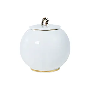 Chaozhou ceramic Factory floral sugar bowl lid luxury white bone china sugar bowl with gold decal