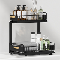 Nouveau panier coulissant réglable pour armoire de cuisine 2026, étagères de rangement pour armoire, organisateur à 2 niveaux, organisateur coulissant sous l'évier