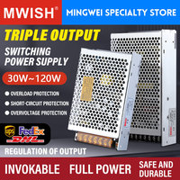 Alimentation à découpage triple sortie MWISH T-30B 30W 5V 3A 12V 1A 12V 0.5A pour module PLC, capteur et système de contrôle multi-tension