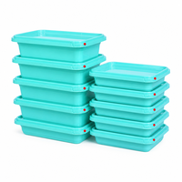 Boîte à lunch en plastique bleu, sans BPA, récipient alimentaire rectangulaire, boîte de préparation de repas jetable à emporter