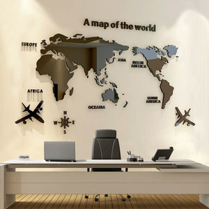 Stickers muraux en acrylique 3D de la carte du monde, autocollants muraux en <span class=keywords><strong>miroir</strong></span> tridimensionnels, décoration murale de fond pour chambre à coucher, bureau - Product Image 3