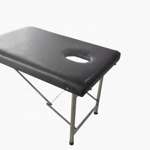 <b>Folding</b> Massage <b>Table</b> PU Leather <b>Metal</b> Frame Fixed Headrest Minimalist Design Salon Furniture Commercial Use - Product Image 2