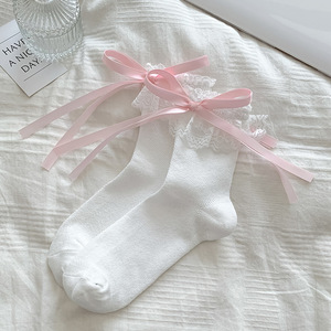 Yeni JK Japon Tarzı <span class=keywords><strong>Kawaii</strong></span> Çorap Bale Yay Şerit Ilmek Sevimli Uzun Çorap Kadın Lolita Tatlı Kızlar Siyah Beyaz Çorap - Product Image 5
