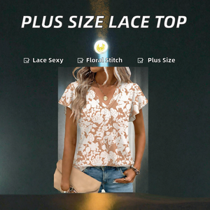 Blusa de Manga Corta con Estampado Floral para Mujer, Talla Grande, Tejida, para Fiestas de Verano y Uso Casual - Product Image 2