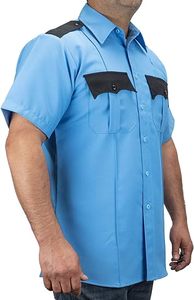 Uniforme de sécurité privé, design noir, uniforme de sécurité blanc, 100% polyester, chemise à manches courtes bicolore - Product Image 3