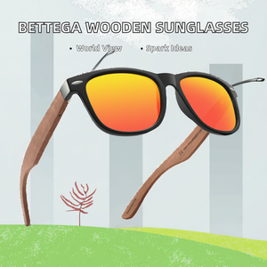 <span class=keywords><strong>Bettega</strong></span> Nouvelles Lunettes de Soleil en Bois Personnalisées Tendance Verres TAC Polarisés Style Euro-Américain 7061H16 - Product Image 2