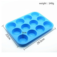 Moule à gâteau en silicone de 12 cavités, 12 tasses, plateau de cube de glace, ustensiles de cuisson