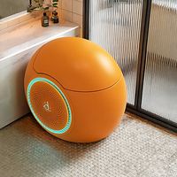 Nouvelle conception de toilette intelligente en céramique intégrée, ronde, avec siphon en S, couleurs personnalisables, contrôle du son musical, automatique, intelligente, orange